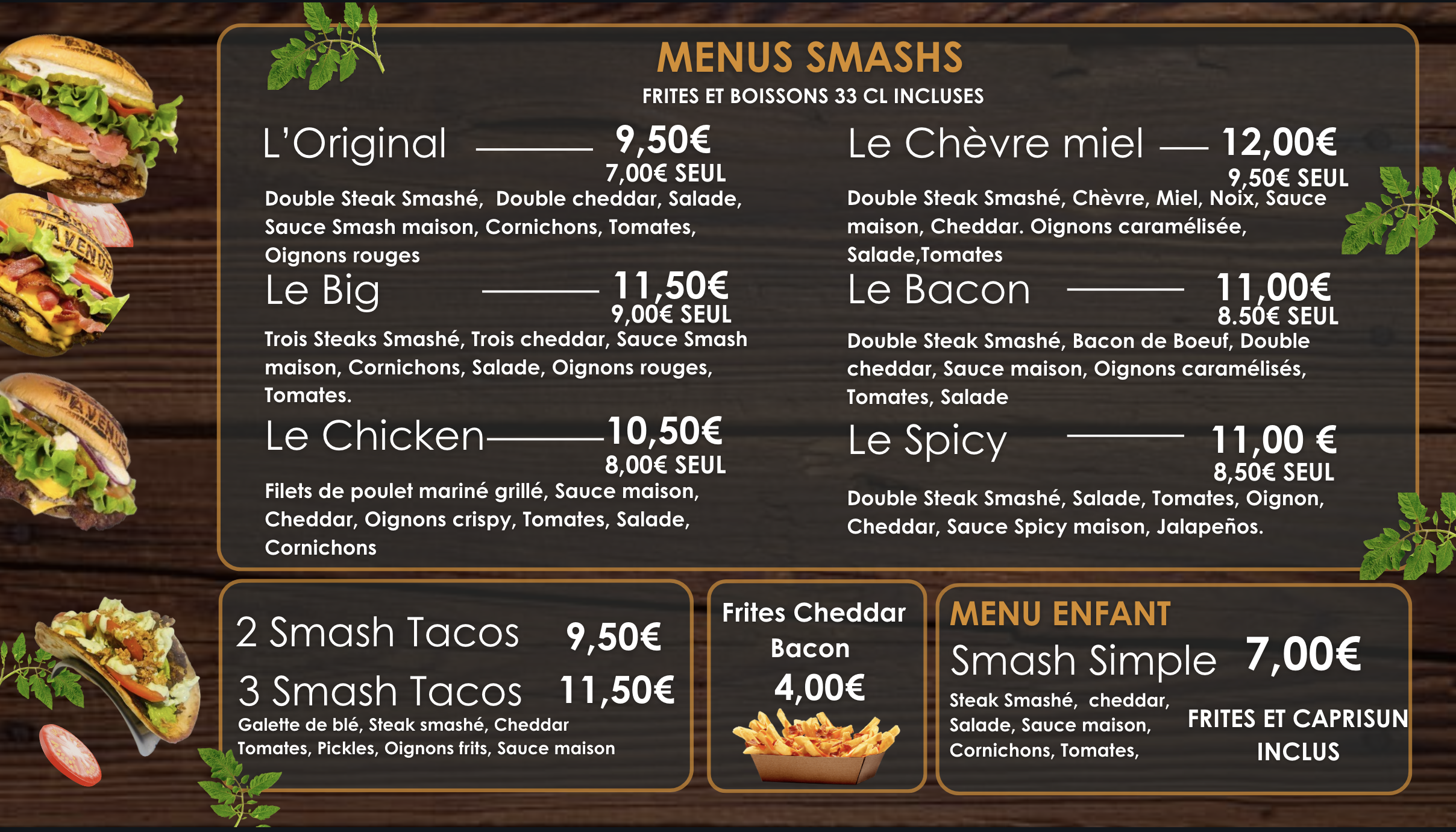 Menu Burgers